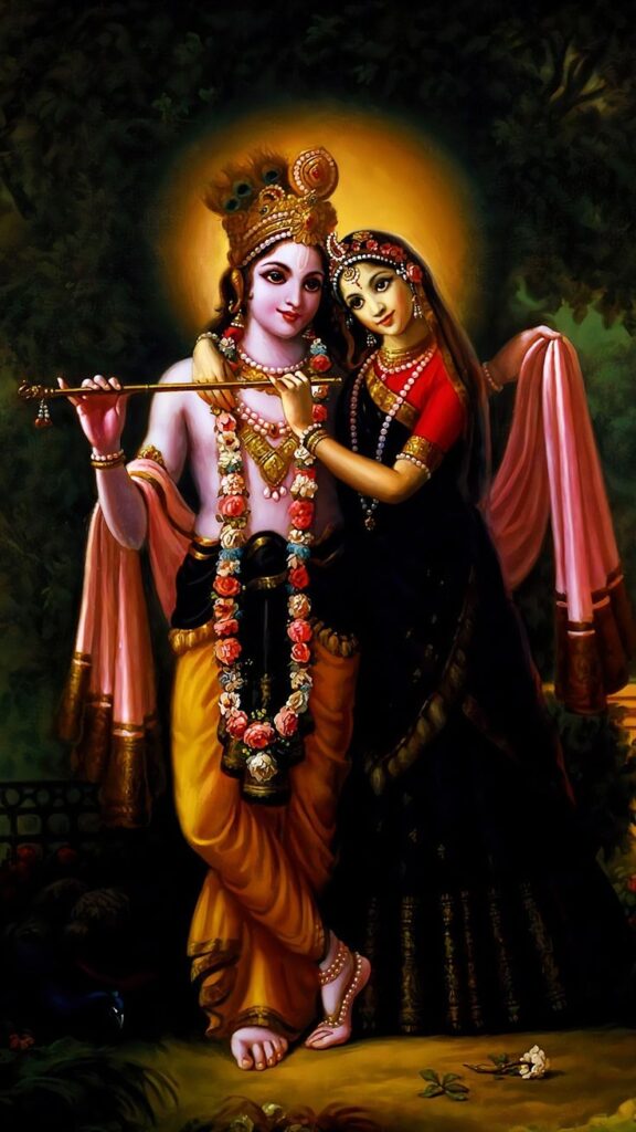 Radha Krishna image showcasing their timeless bond, presented by VrindavanRasamrit
